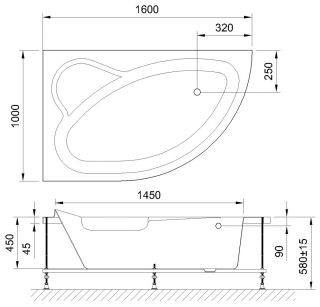 Гидромассажная ванна Royal Bath Alpine Standart 160x100см левая белый RB819101ST-L